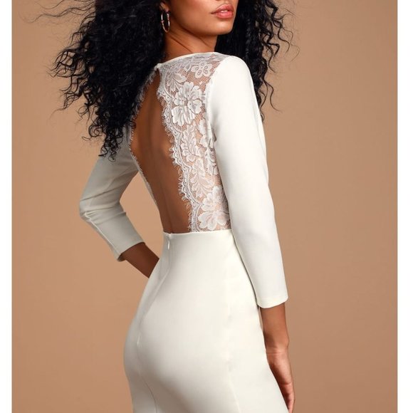 Lulus Dresses & Skirts - Lulu's White Lace Bodycon Backless Dress